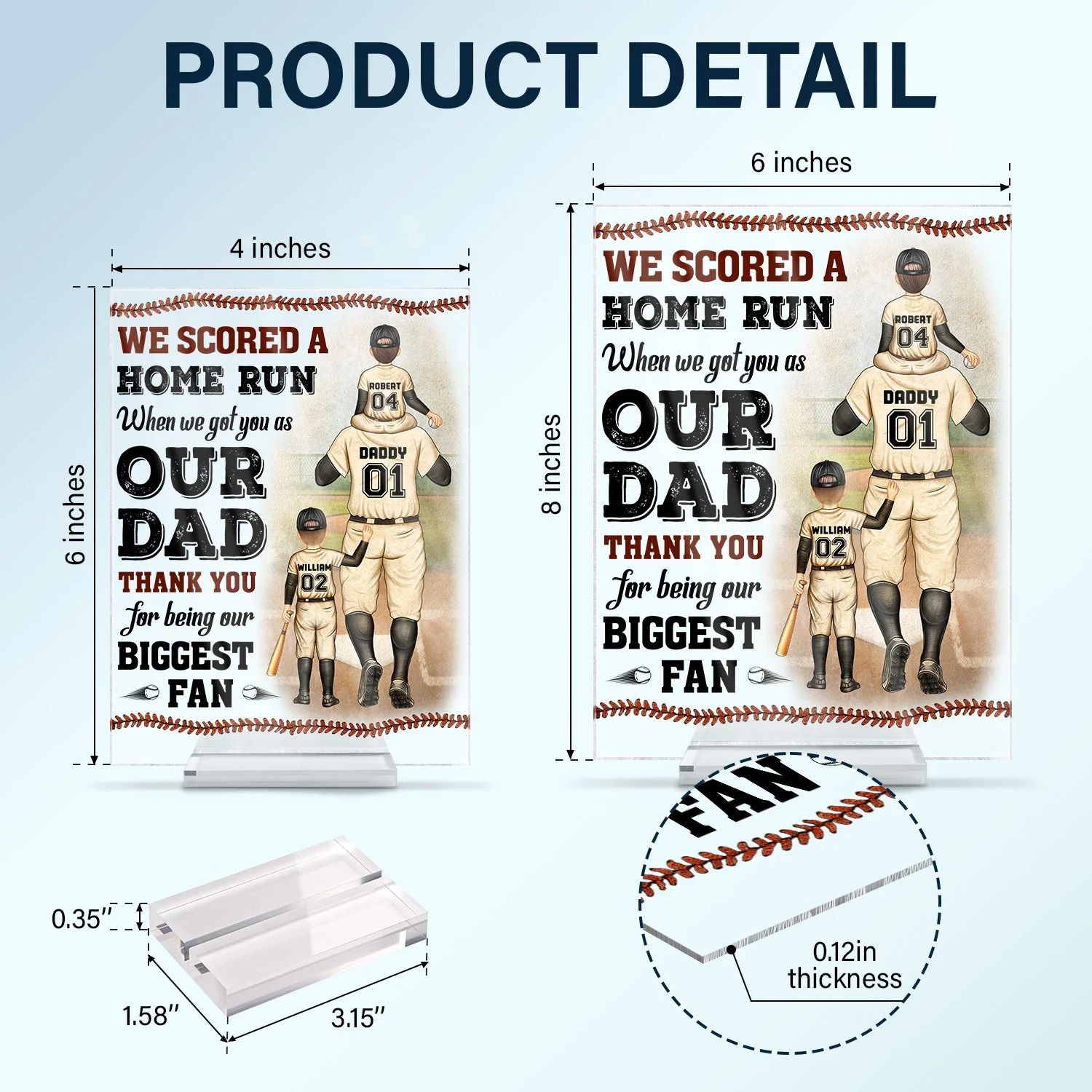 I Scored A Home Run - Birthday, Loving Gift For Baseball Fan, Dad, Father - Personalized Custom Vertical Rectangle Acrylic Plaque - Image 5