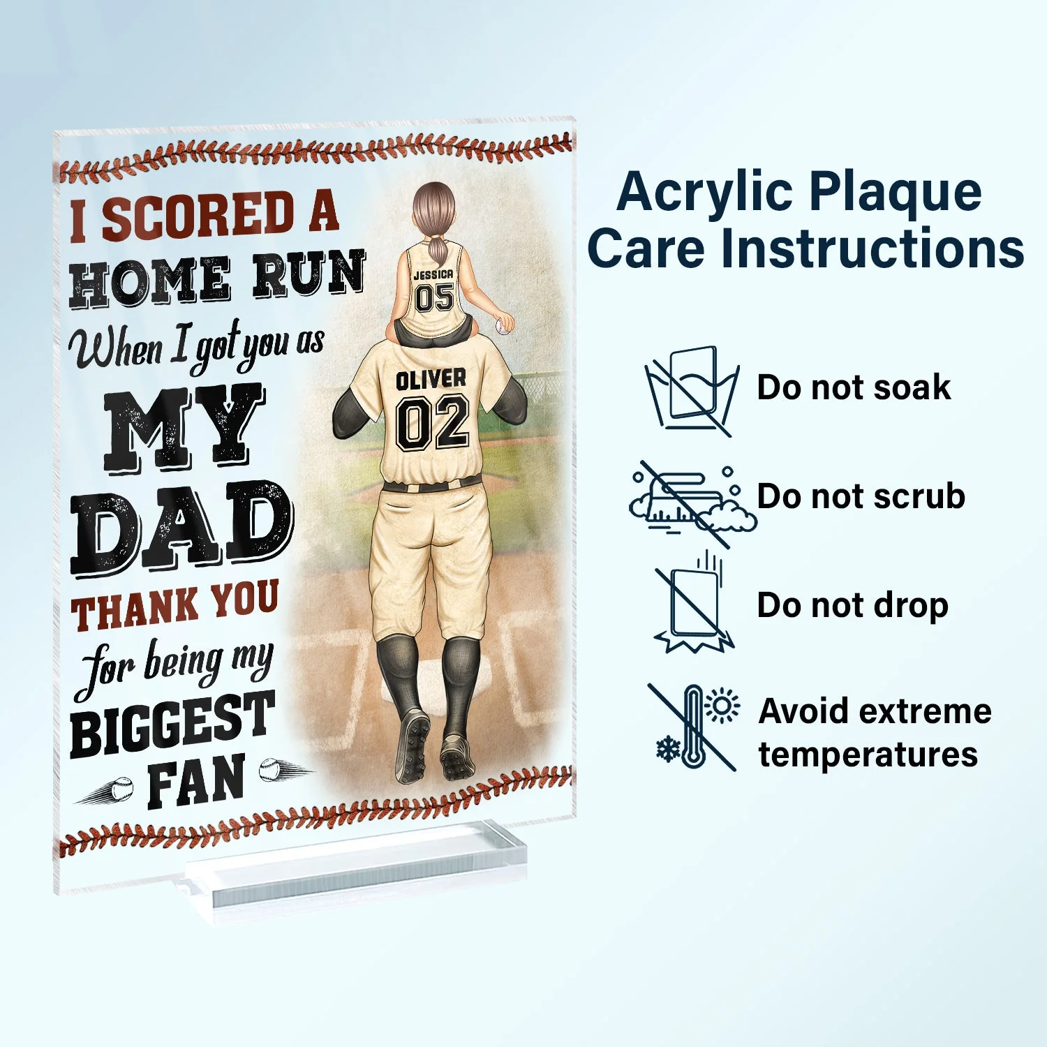 I Scored A Home Run - Birthday, Loving Gift For Baseball Fan, Dad, Father - Personalized Custom Vertical Rectangle Acrylic Plaque - Image 6