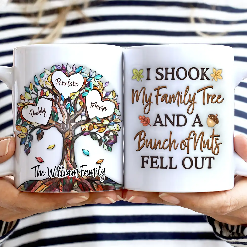 I Shook My Family Tree - 3D Inflated Effect Printed, Personalized White Edge-to-Edge Mug - Image 2