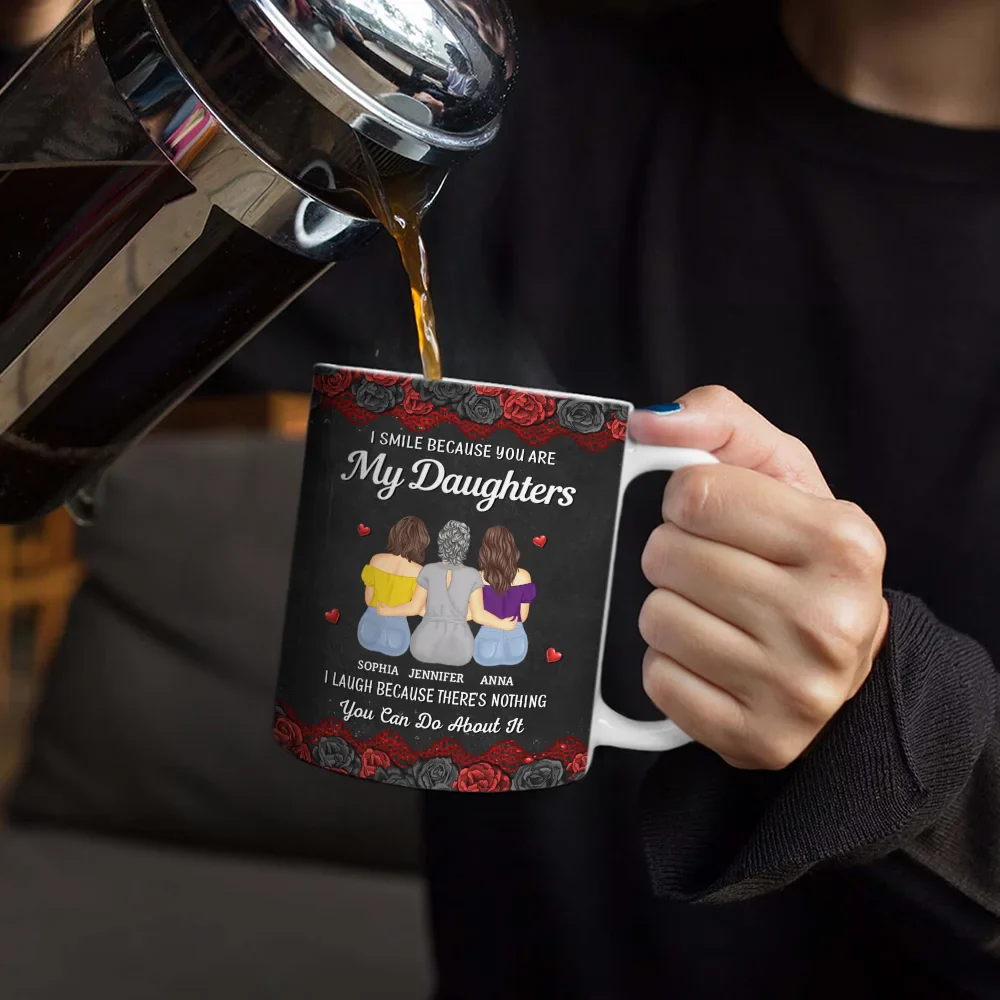I Smile Because You Are My Daughter - Personalized White Edge-to-Edge Mug - Image 4