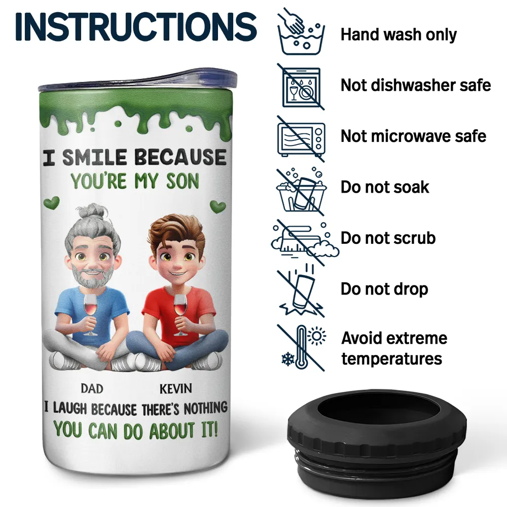 I Smile Because You Are My Daughter Son - Personalized 4 In 1 Can Cooler Tumbler - Image 3