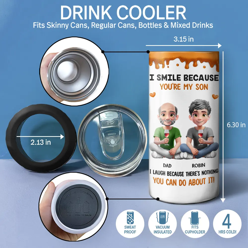 I Smile Because You Are My Daughter Son - Personalized 4 In 1 Can Cooler Tumbler - Image 5