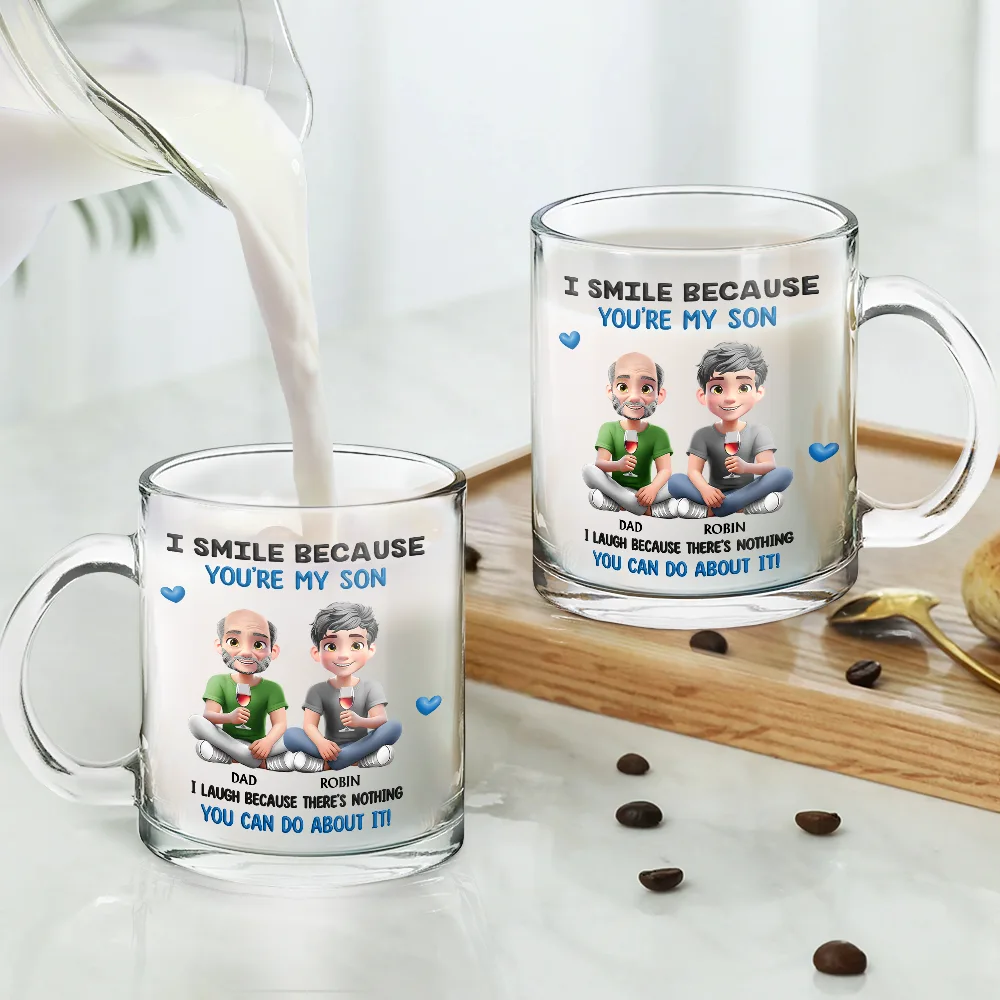 I Smile Because You Are My Daughter Son - Personalized Glass Mug - Image 4