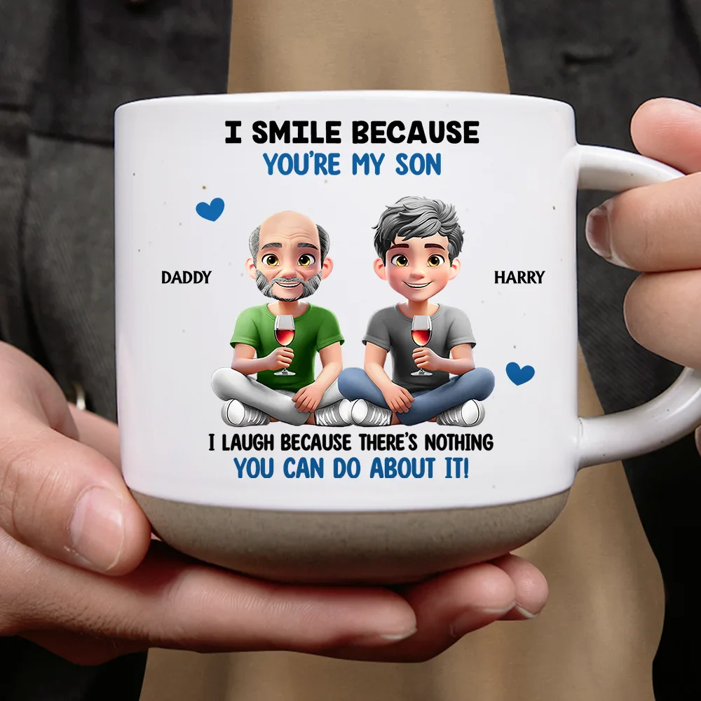 I Smile Because You Are My Daughter Son - Personalized Pottery Mug - Image 4