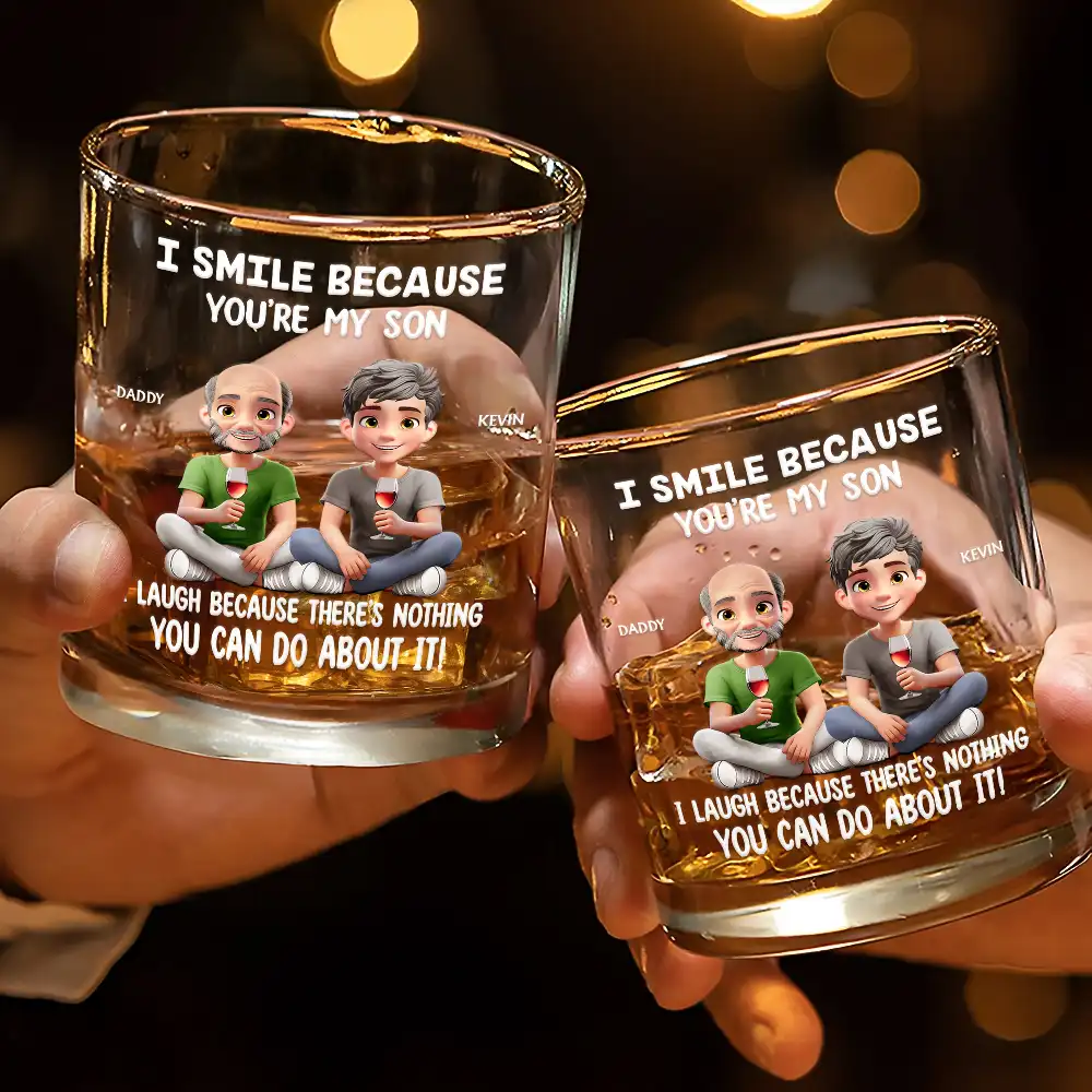 I Smile Because You Are My Daughter Son - Personalized Whiskey Glass - Image 3