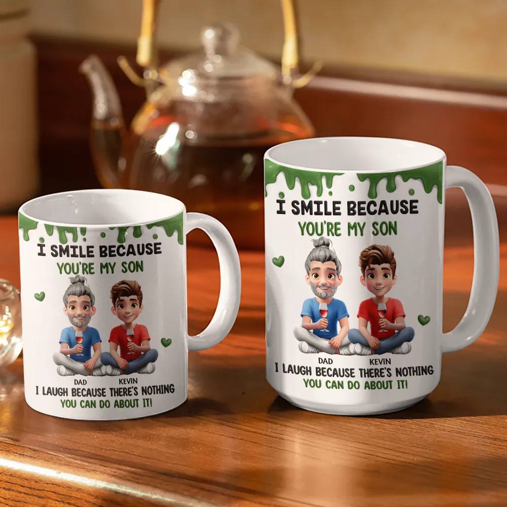 I Smile Because You Are My Daughter Son - Personalized White Edge-to-Edge Mug - Image 3