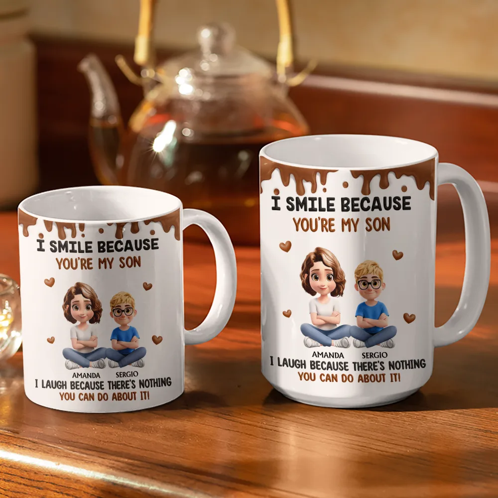 I Smile Because You Are My Daughter Son Version 2 - Personalized White Edge-to-Edge Mug - Image 3