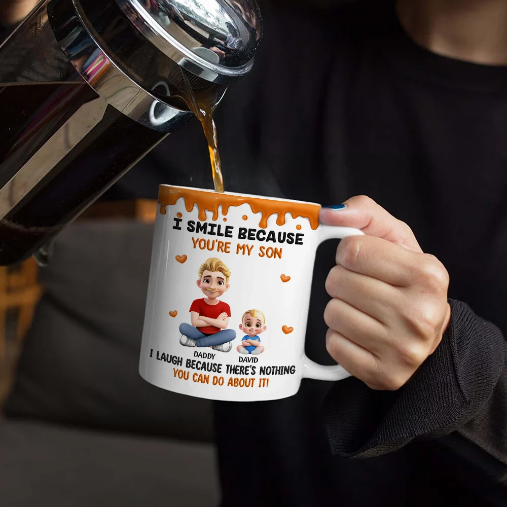 I Smile Because You Are My Daughter Son Version 2 - Personalized White Edge-to-Edge Mug - Image 4