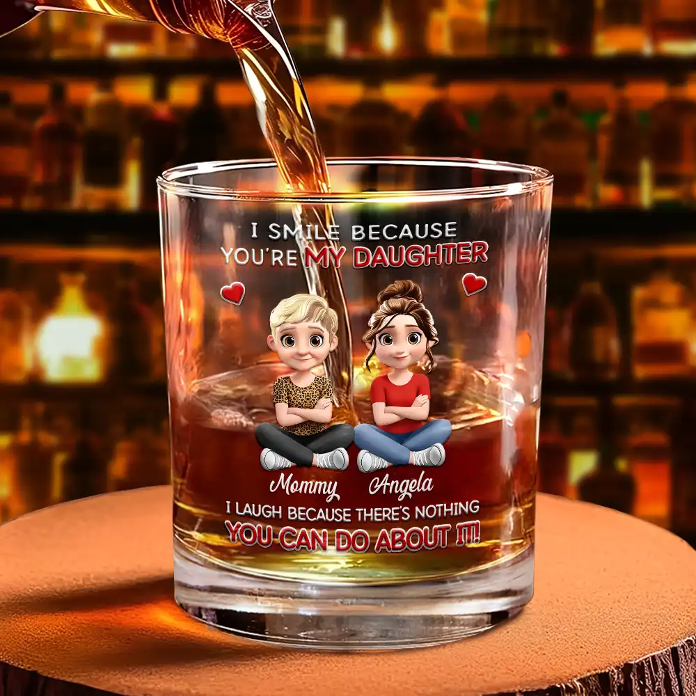 I Smile Because You Are My Son Daughter - Personalized Whiskey Glass - Image 4