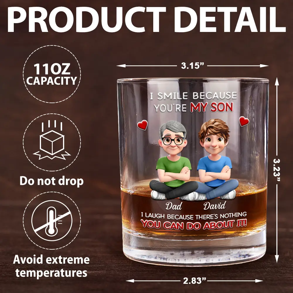 I Smile Because You Are My Son Daughter - Personalized Whiskey Glass - Image 5