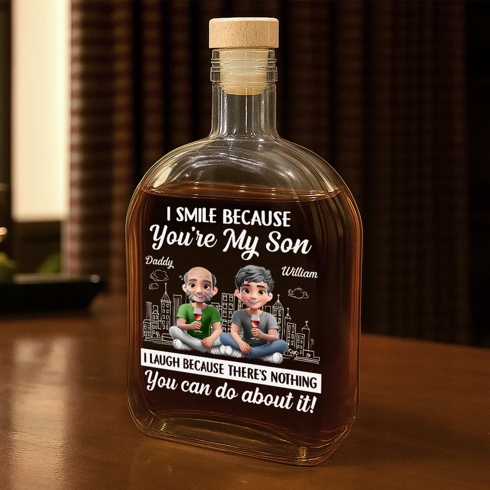 I Smile Because You're My Son - Personalized Whiskey Bottle - Image 2