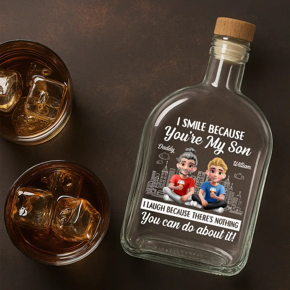 I Smile Because You're My Son - Personalized Whiskey Bottle - Image 4
