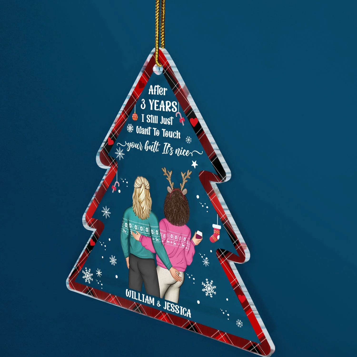 I Still Just Want To Touch Your Butt - Funny Christmas Gift For Couples, Lovers, Wife, Husband, Girlfriend, Boyfriend - Personalized Custom Shaped Acrylic Ornament - Image 2