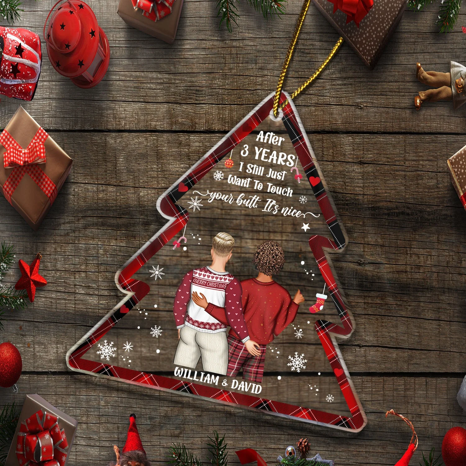 I Still Just Want To Touch Your Butt - Funny Christmas Gift For Couples, Lovers, Wife, Husband, Girlfriend, Boyfriend - Personalized Custom Shaped Acrylic Ornament - Image 5