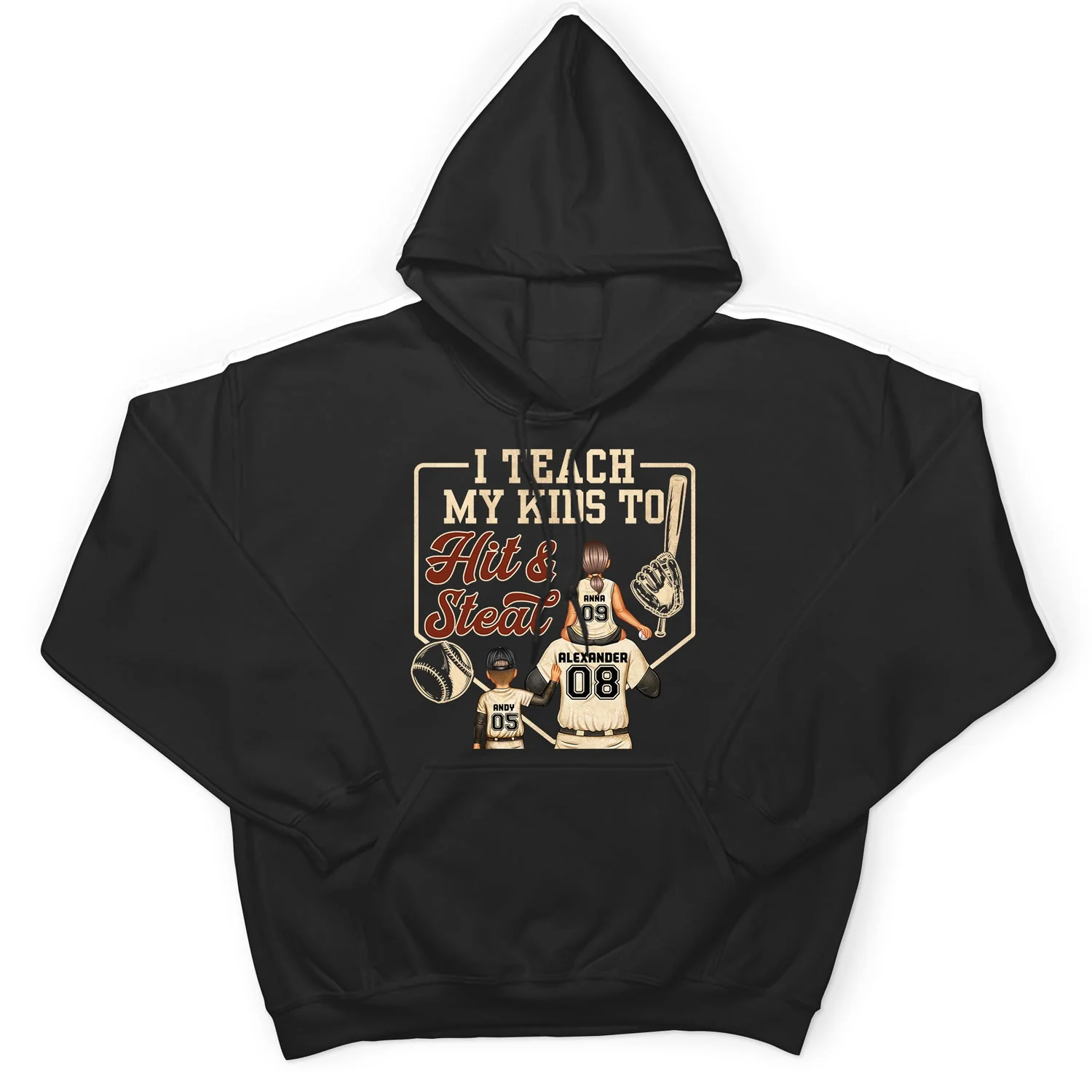 I Teach My Kids To Hit And Steal - Gift For Dad, Father, Baseball, Softball Fans - Personalized Custom T Shirt - Image 4