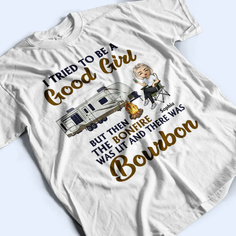 I Tried To Be A Good Girl Camping - Personalized Custom T Shirt - Image 3