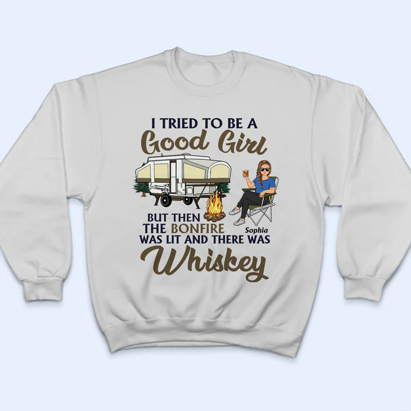 I Tried To Be A Good Girl - Gift For Camping Lovers - Personalized Custom T Shirt - Image 5