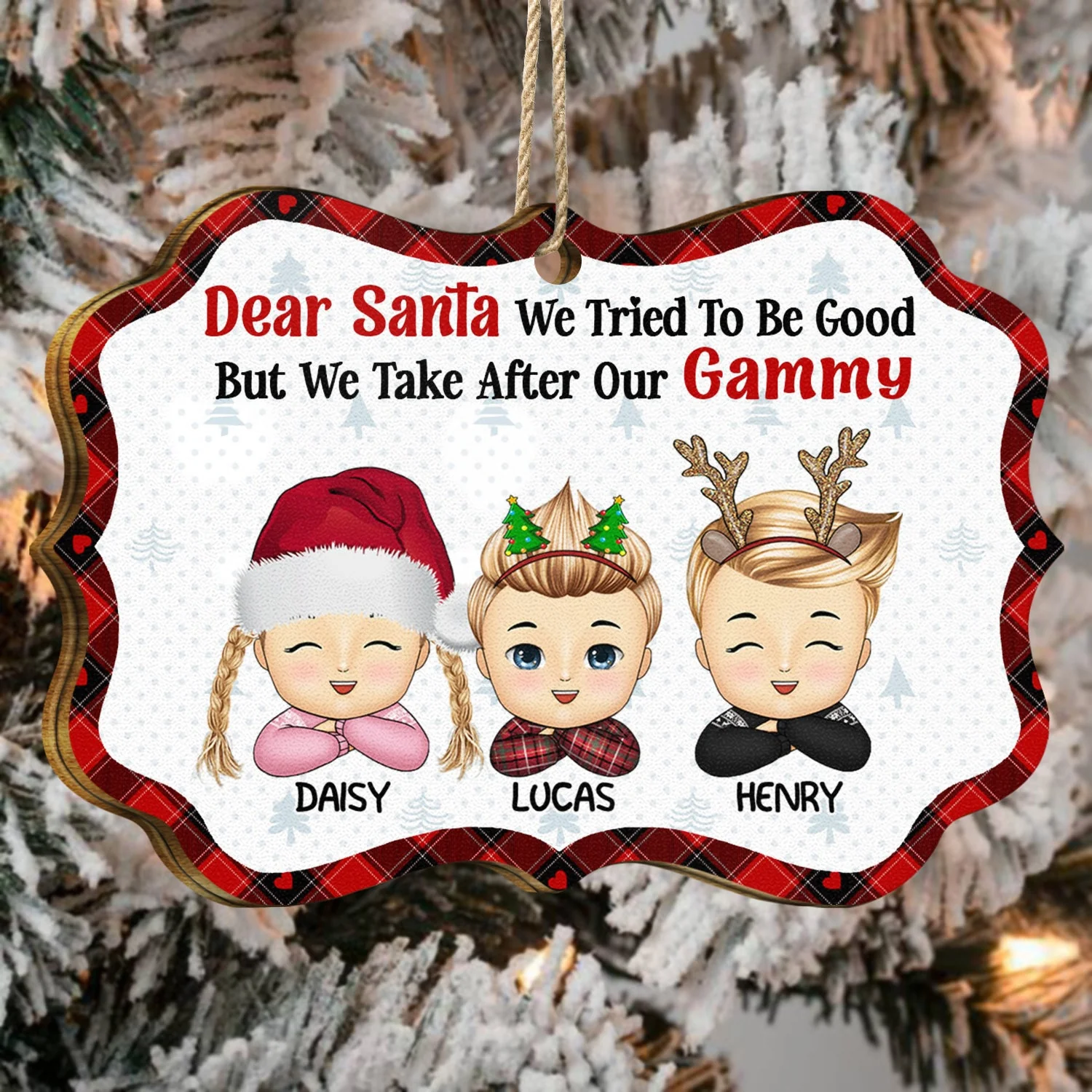 I Tried To Be Good - Christmas, Loving Gift For Grandpa, Grandma, Grandparents - Personalized Medallion Wooden Ornament - Image 4
