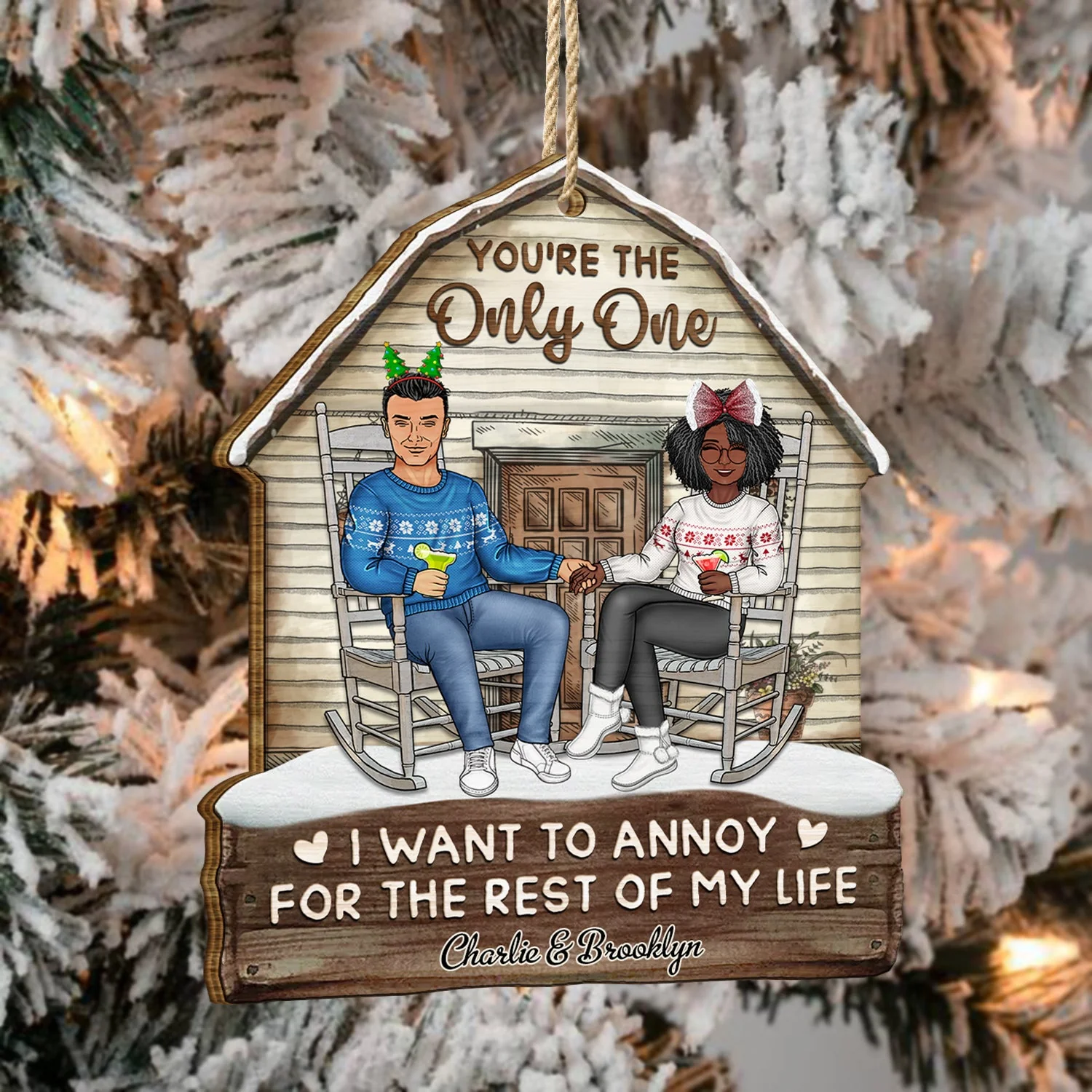 I Want To Annoy For The Rest Of My Life - Christmas Gift For Couples - Personalized Custom Shaped Wooden Ornament - Image 4