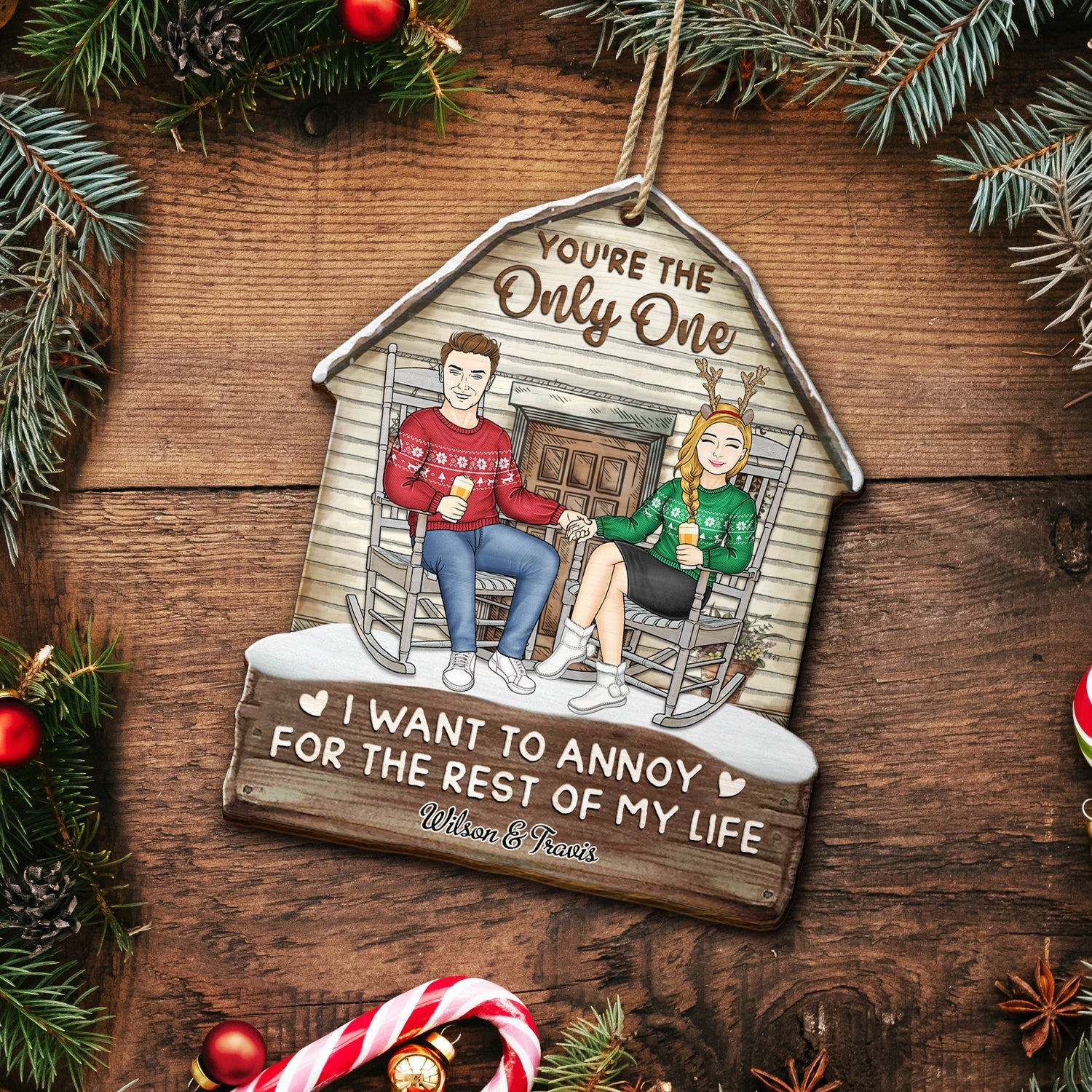 I Want To Annoy For The Rest Of My Life - Christmas Gift For Couples - Personalized Custom Shaped Wooden Ornament - Image 5