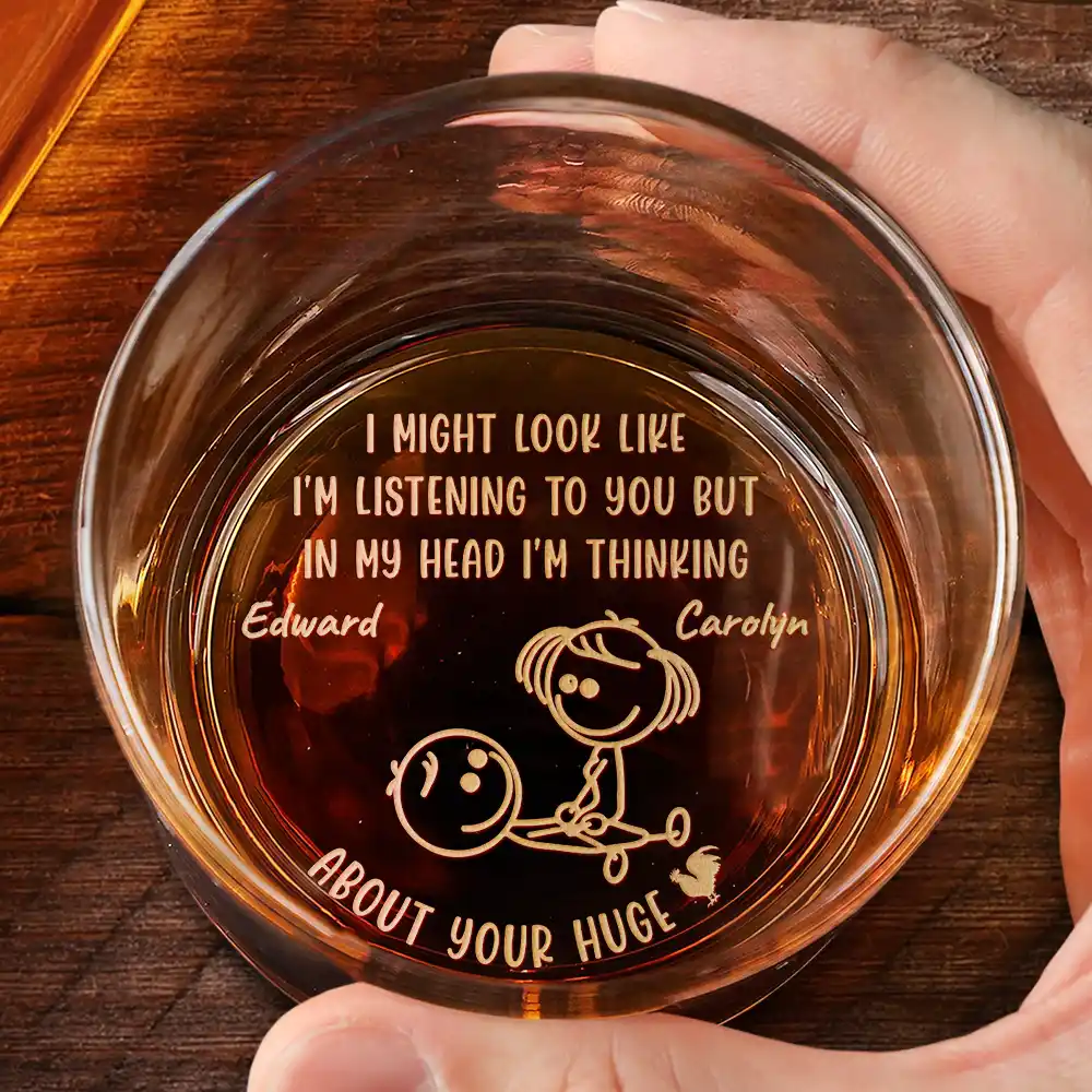 I Want To Do It With You Funny Couple Icon - Personalized Engraved Whiskey Glass - Image 2