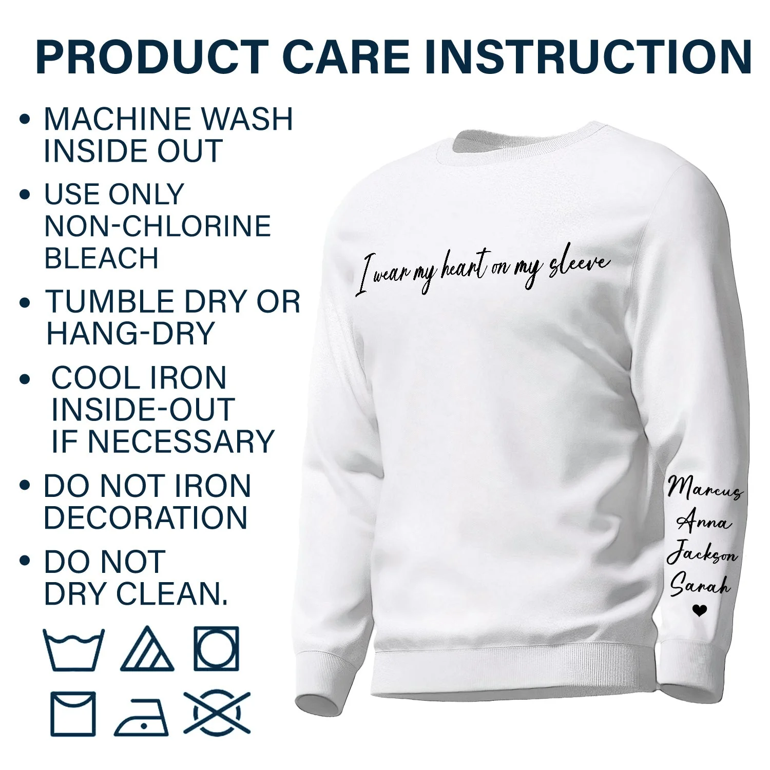 I Wear My Heart On My Sleeve - Gift For Mom, Grandma, Besties, Sisters - Personalized Sweatshirt With Sleeve Imprint - Image 6