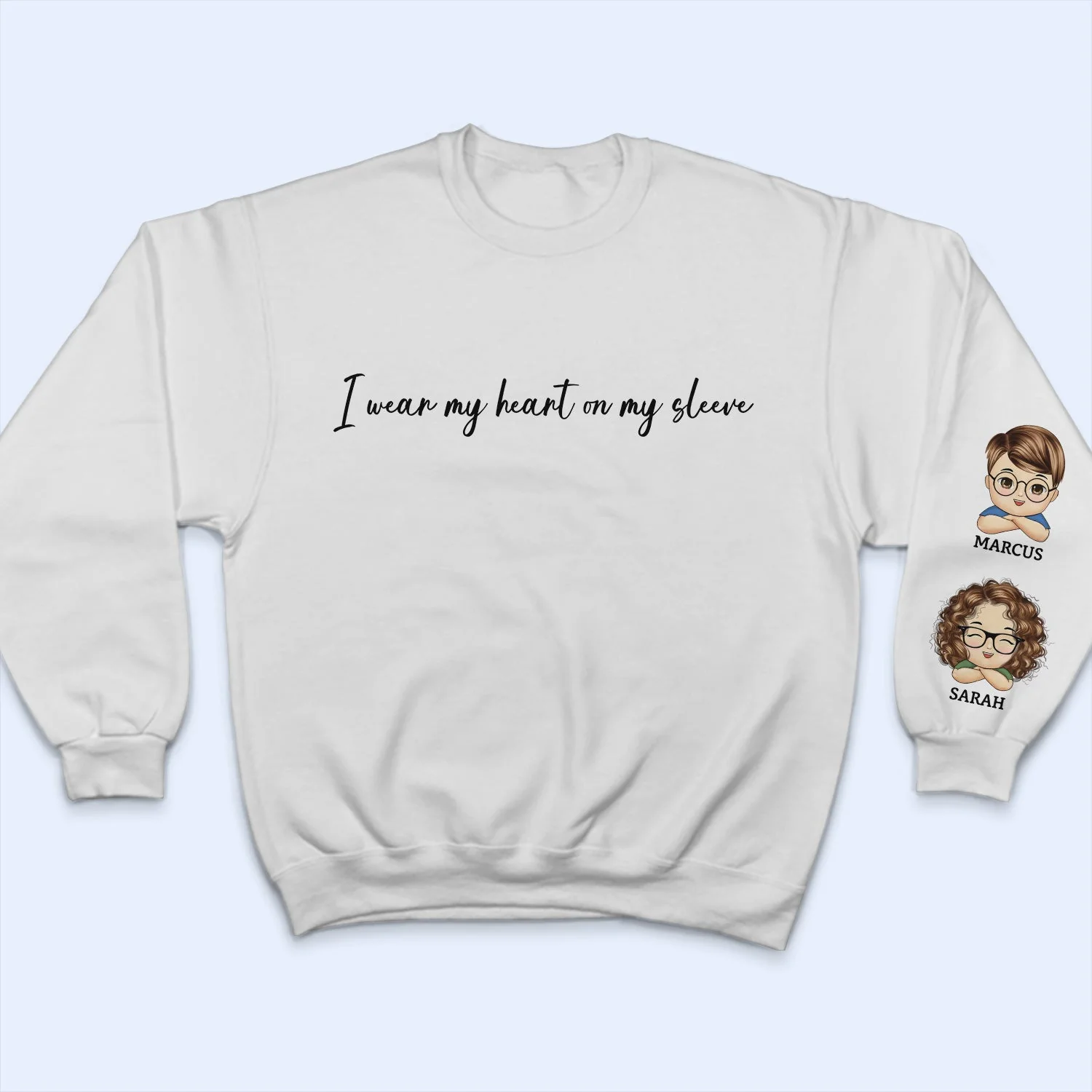 I Wear My Heart On My Sleeve Kid - Gift For Mom, Grandma, Besties, Sisters - Personalized Sweatshirt With Sleeve Imprint - Image 3