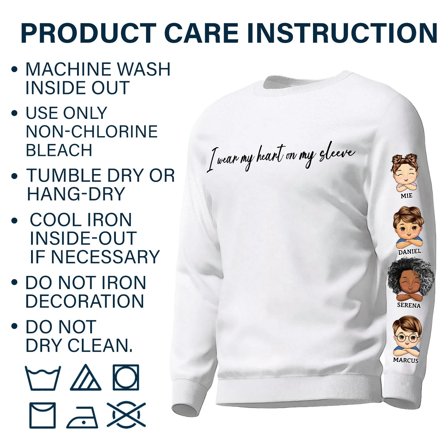 I Wear My Heart On My Sleeve Kid - Gift For Mom, Grandma, Besties, Sisters - Personalized Sweatshirt With Sleeve Imprint - Image 6