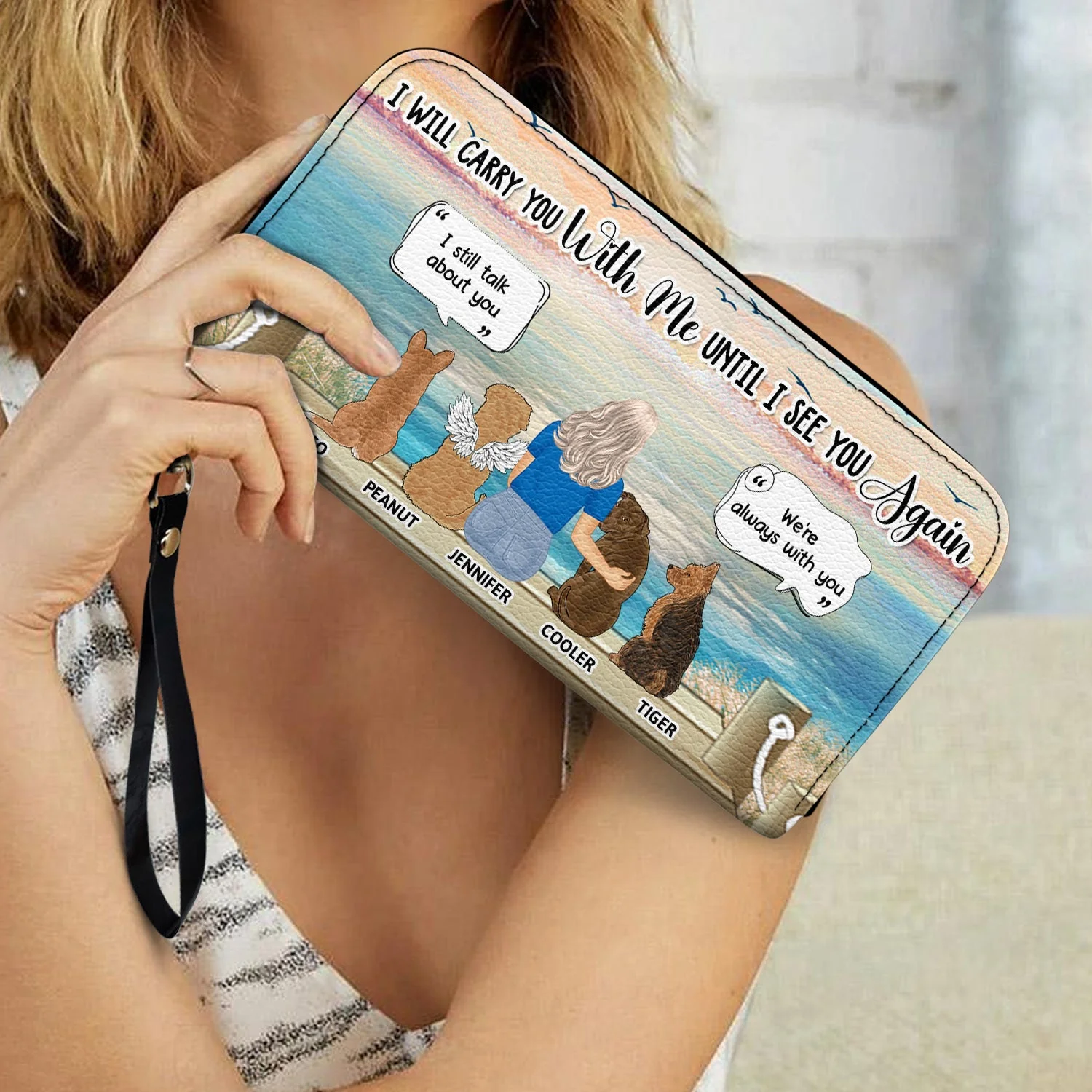 I Will Carry You Until I Can See You Again - Memorial Gift For Pet Lovers, Dog Mom, Cat Mom - Personalized Leather Long Wallet - Image 3