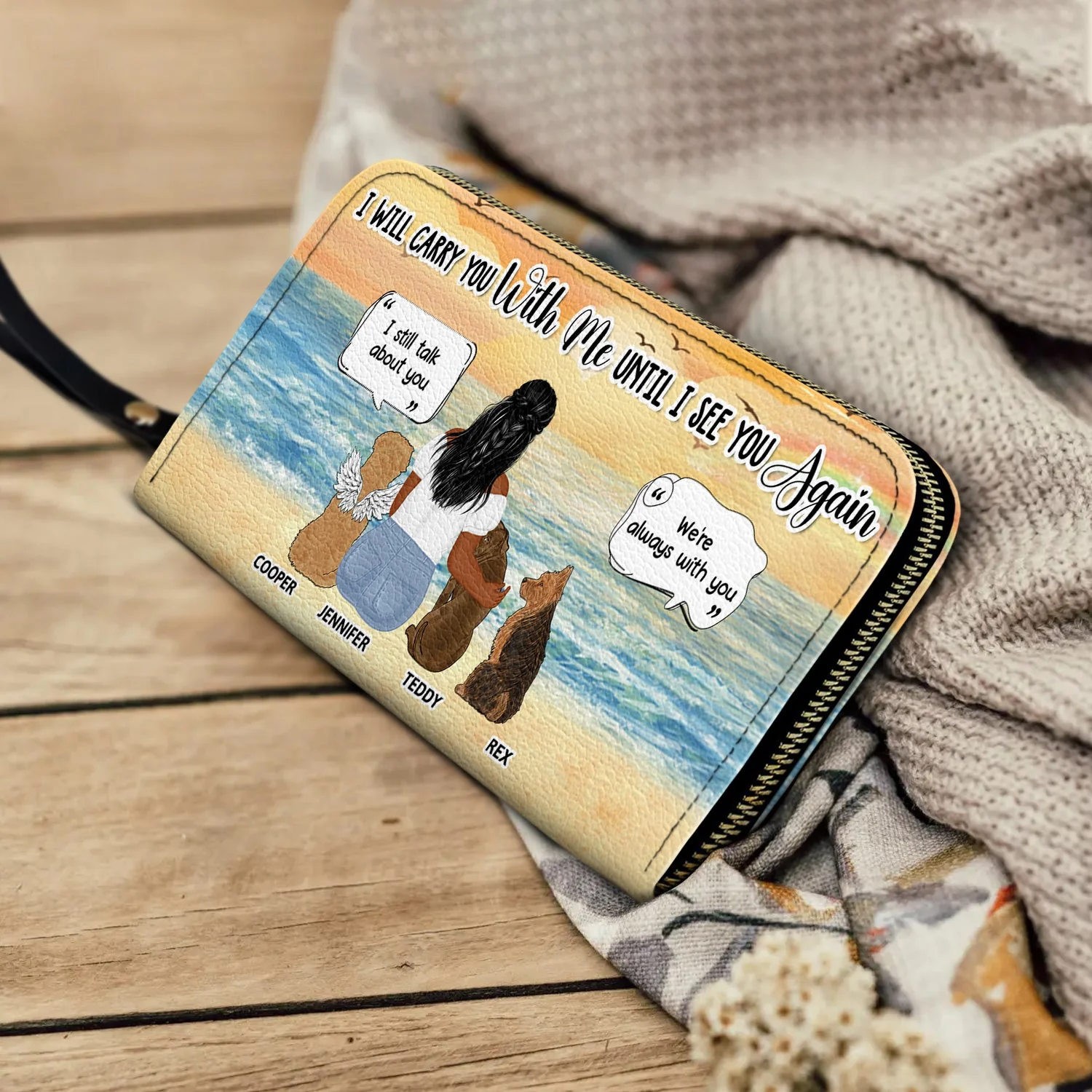 I Will Carry You Until I Can See You Again - Memorial Gift For Pet Lovers, Dog Mom, Cat Mom - Personalized Leather Long Wallet - Image 4