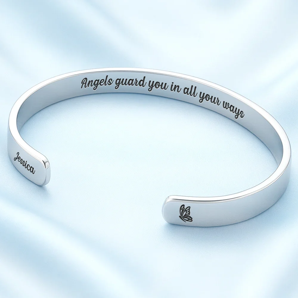 I Will Carry You With Me Until I See You Again - Personalized Bangle Bracelet Cuff - Image 2