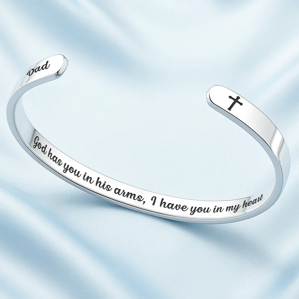 I Will Carry You With Me Until I See You Again - Personalized Bangle Bracelet Cuff - Image 3