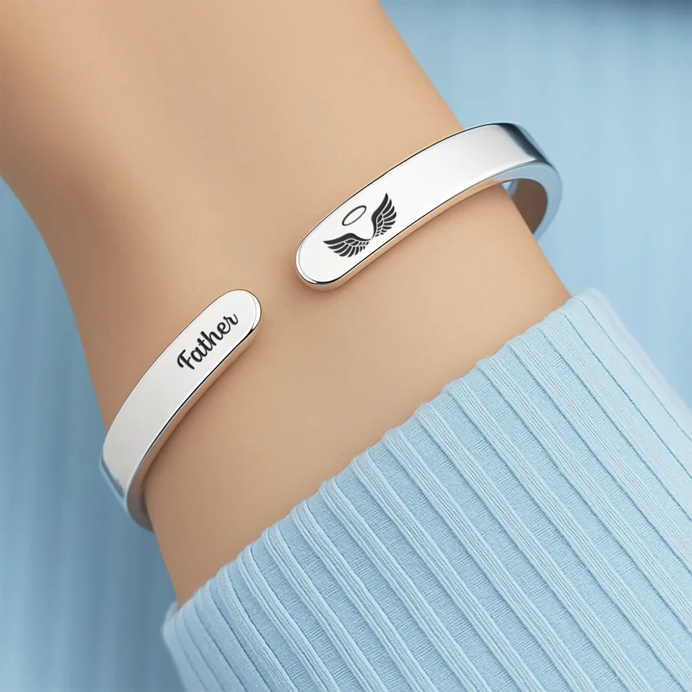 I Will Carry You With Me Until I See You Again - Personalized Bangle Bracelet Cuff - Image 4