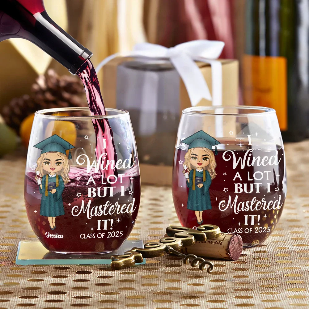 I Wined A Lot - Personalized Stemless Wine Glass - Image 3