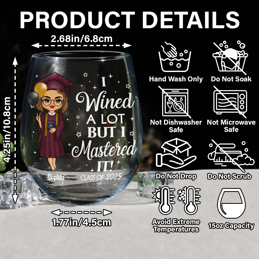 I Wined A Lot - Personalized Stemless Wine Glass - Image 5