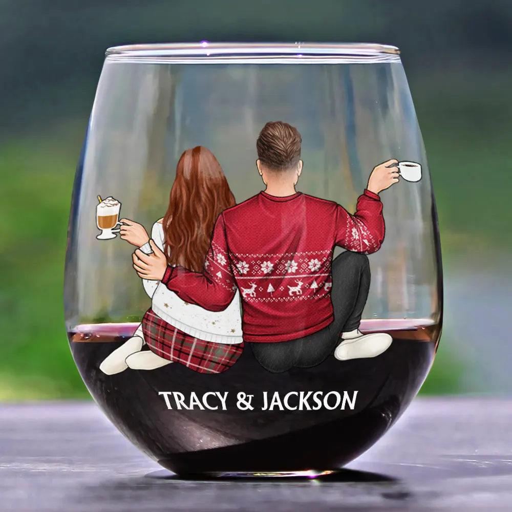 I Wish I Could Turn Back The Clock Anniversary Couple - Personalized Stemless Wine Glass - Image 2
