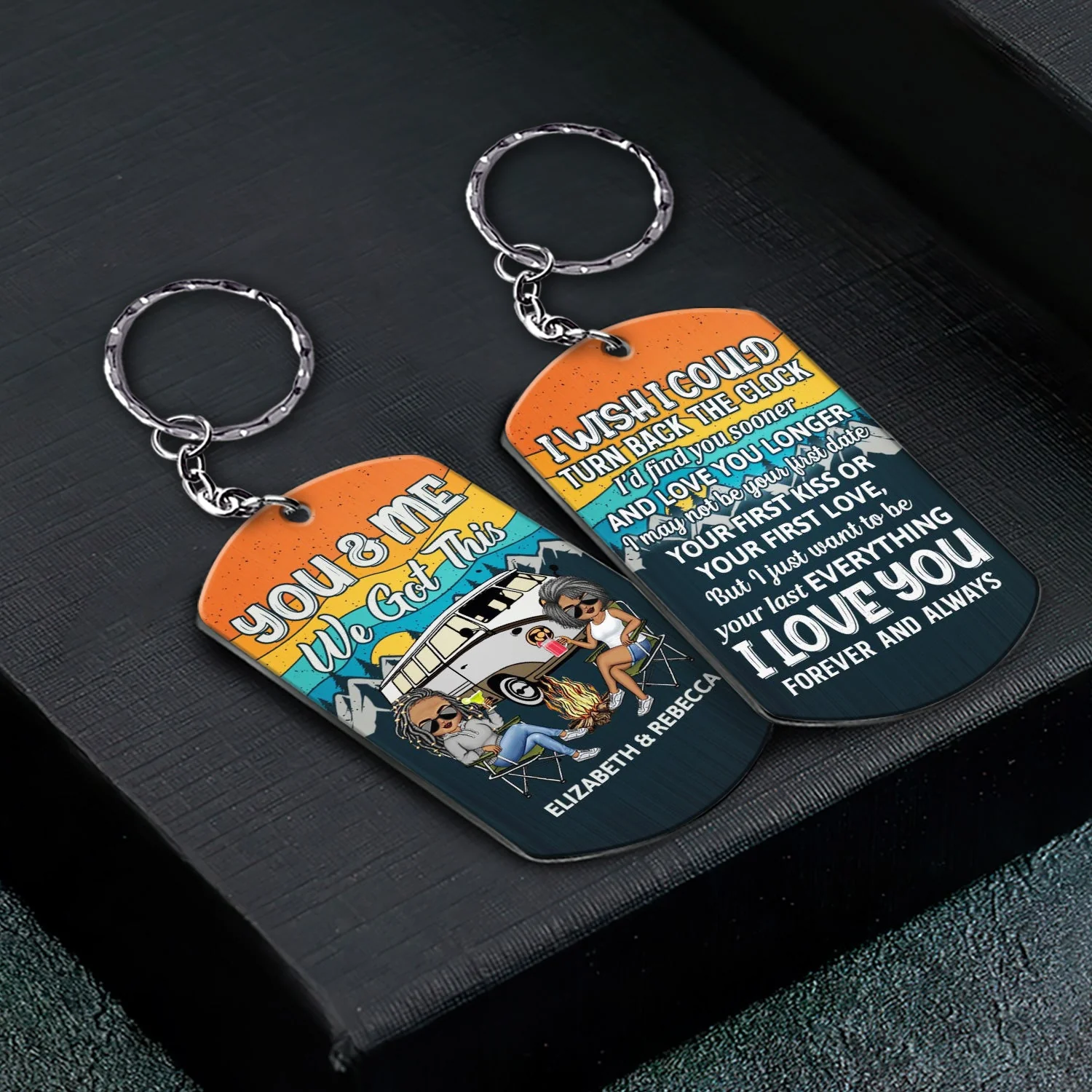 I Wish I Could Turn Back The Clock - Anniversary, Loving Gifts For Couples, Husband, Wife, Camping Lovers - Personalized Aluminum Keychain - Image 2
