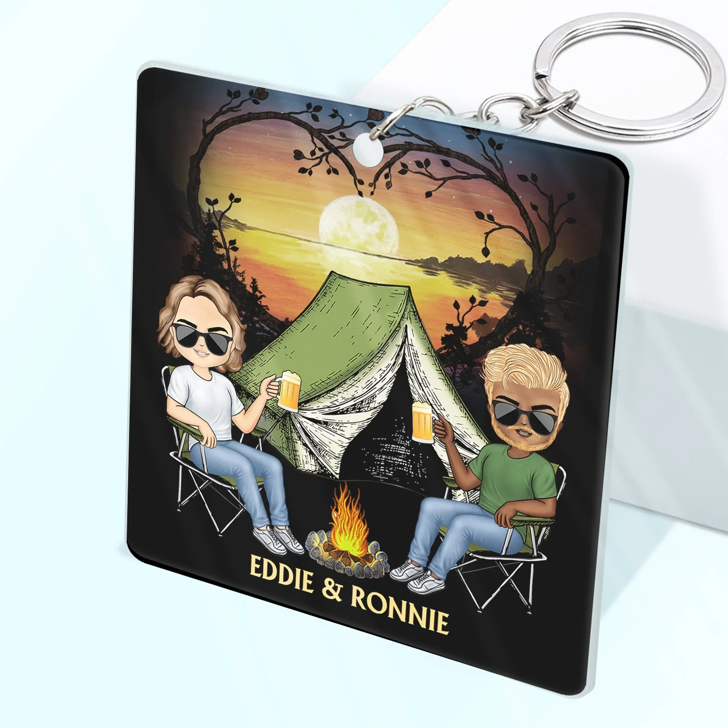 I Wish I Could Turn Back The Clock Camping - Anniversary, Birthday Gift For Spouse, Husband, Wife, Boyfriend, Girlfriend, Campers - Personalized Custom Acrylic Keychain - Image 2