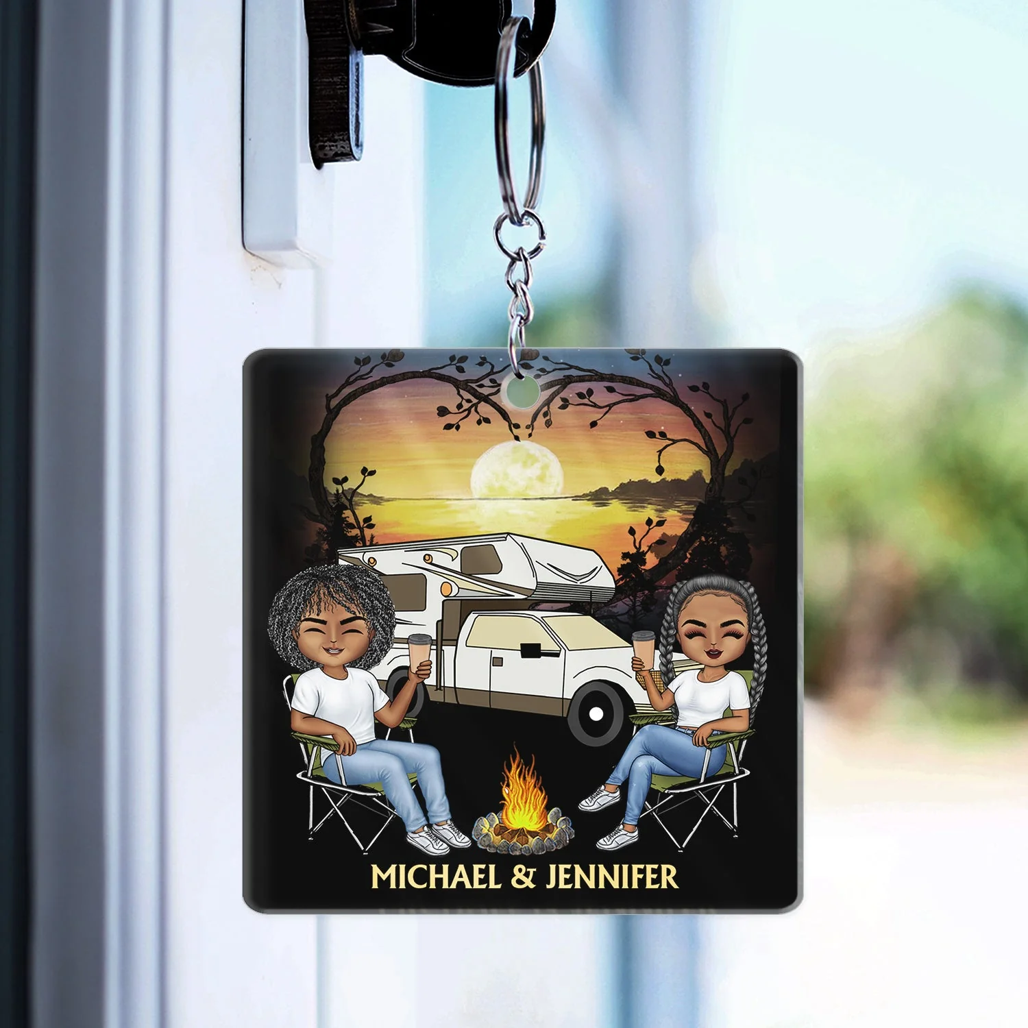 I Wish I Could Turn Back The Clock Camping - Anniversary, Birthday Gift For Spouse, Husband, Wife, Boyfriend, Girlfriend, Campers - Personalized Custom Acrylic Keychain - Image 3
