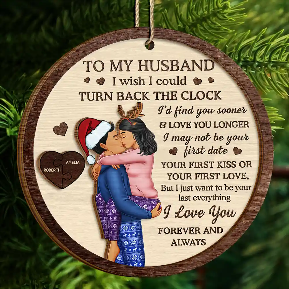 I Wish I Could Turn Back The Clock Couples - Personalized 2-Layered Wooden Ornament - Image 4