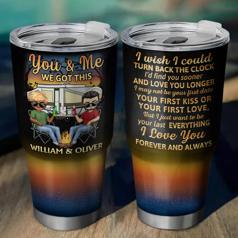 I Wish I Could Turn Back The Clock Husband Wife - Gift For Camping Couples - Personalized Custom 30 Oz Tumbler - Image 2