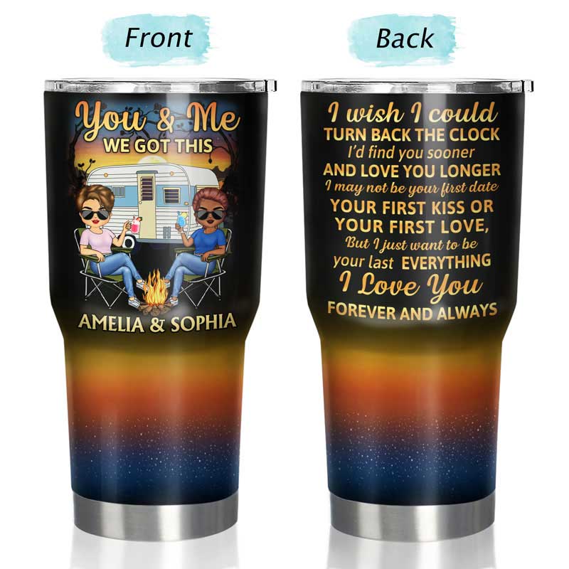 I Wish I Could Turn Back The Clock Husband Wife - Gift For Camping Couples - Personalized Custom 30 Oz Tumbler - Image 3