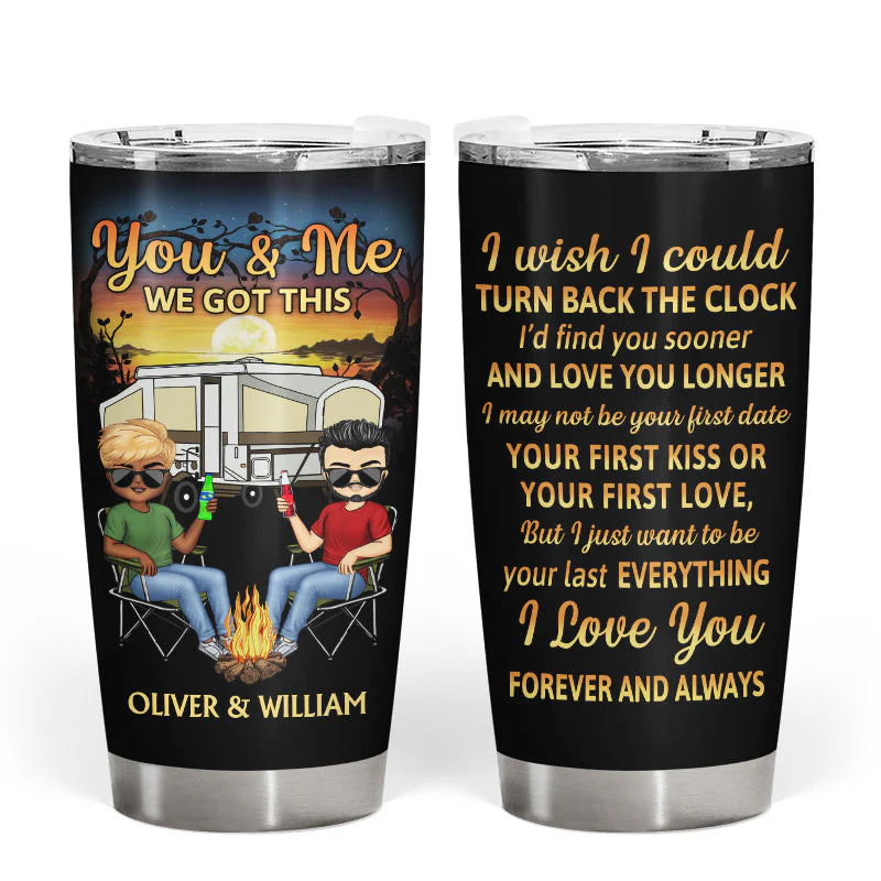 I Wish I Could Turn Back The Clock Husband Wife - Gift For Camping Couples - Personalized Custom Tumbler - Image 3