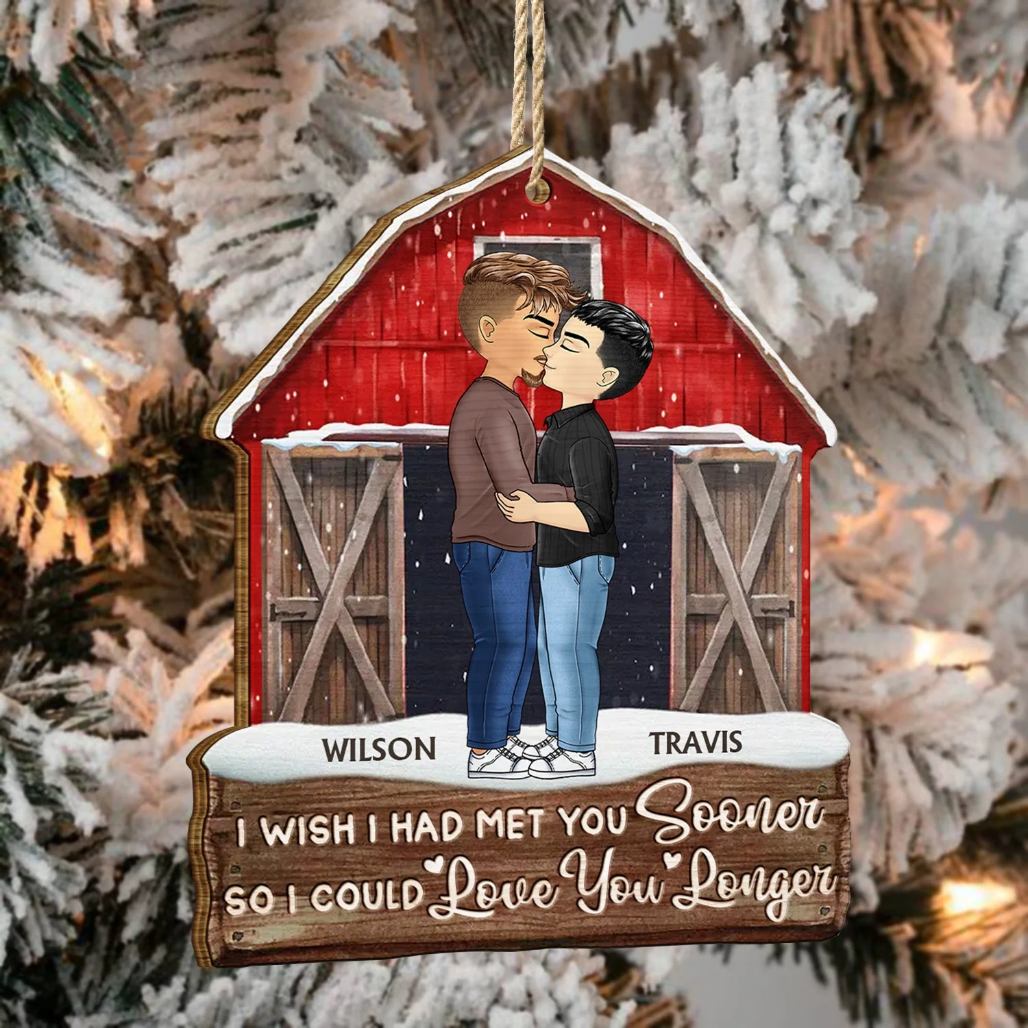 I Wish I Had Met You Sooner - Christmas Gift For Couples, Husband And Wife - Personalized Custom Shaped Wooden Ornament - Image 4