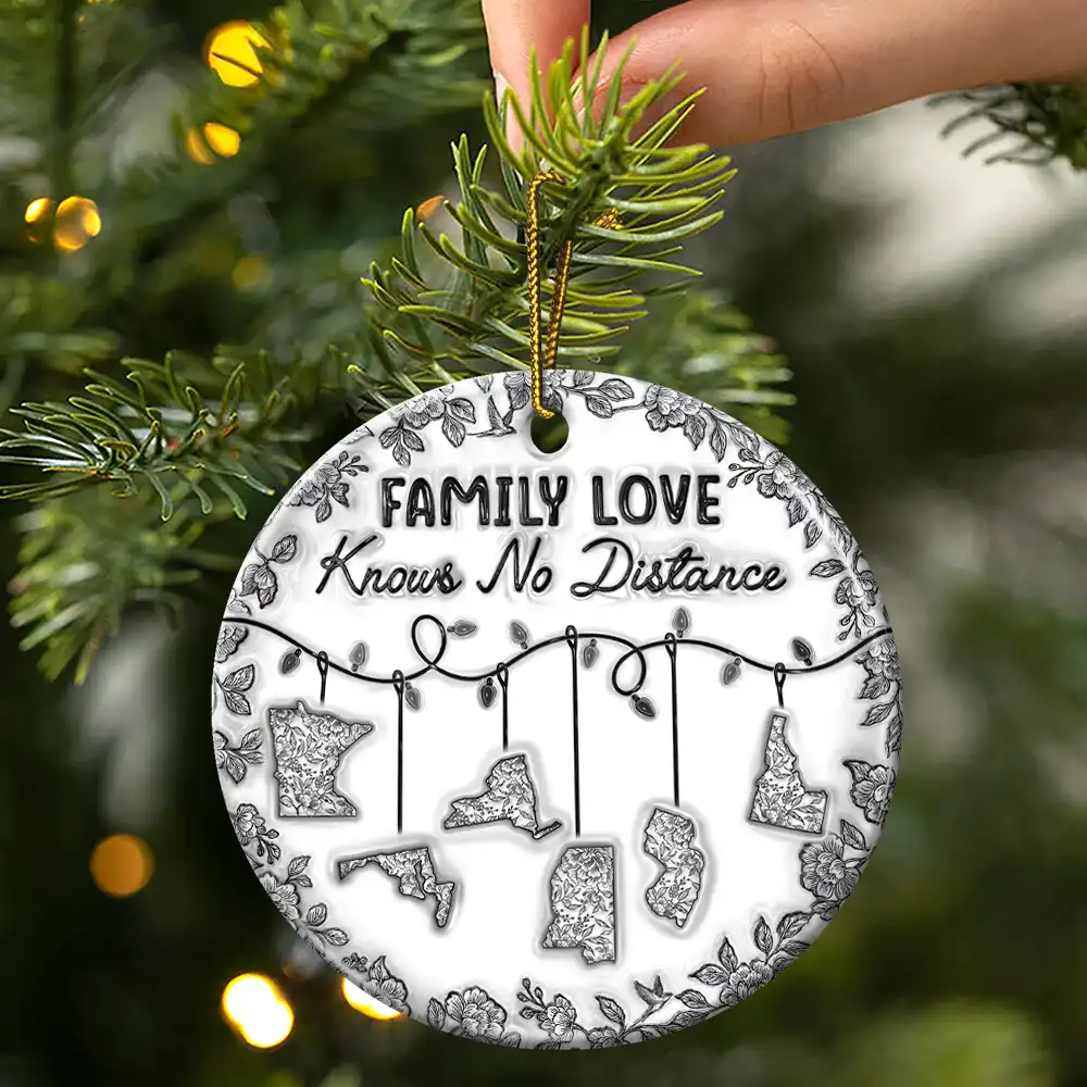 I Wish We Lived Closer 3D Inflated Effect - Personalized Circle Ceramic Ornament - Image 3