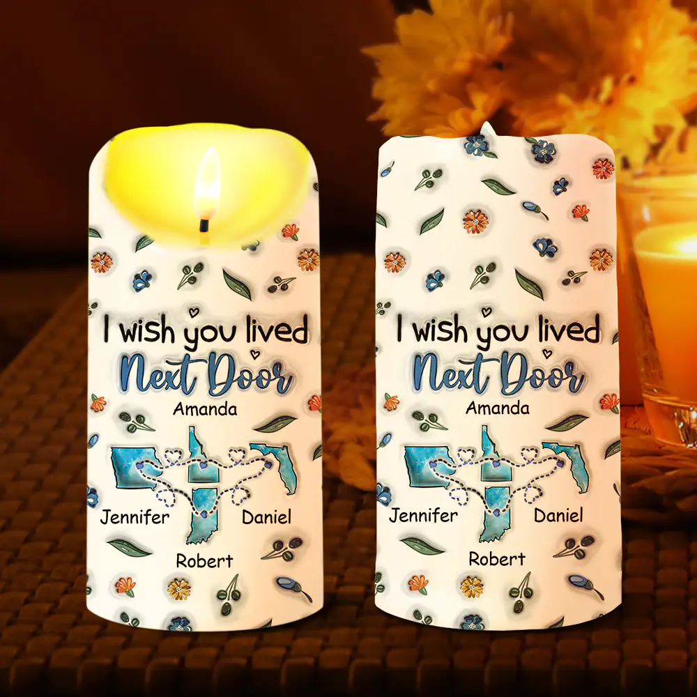 I Wish We Lived Closer - 3D Inflated Effect Printed Candle, Personalized Flameless LED Candle - Image 2