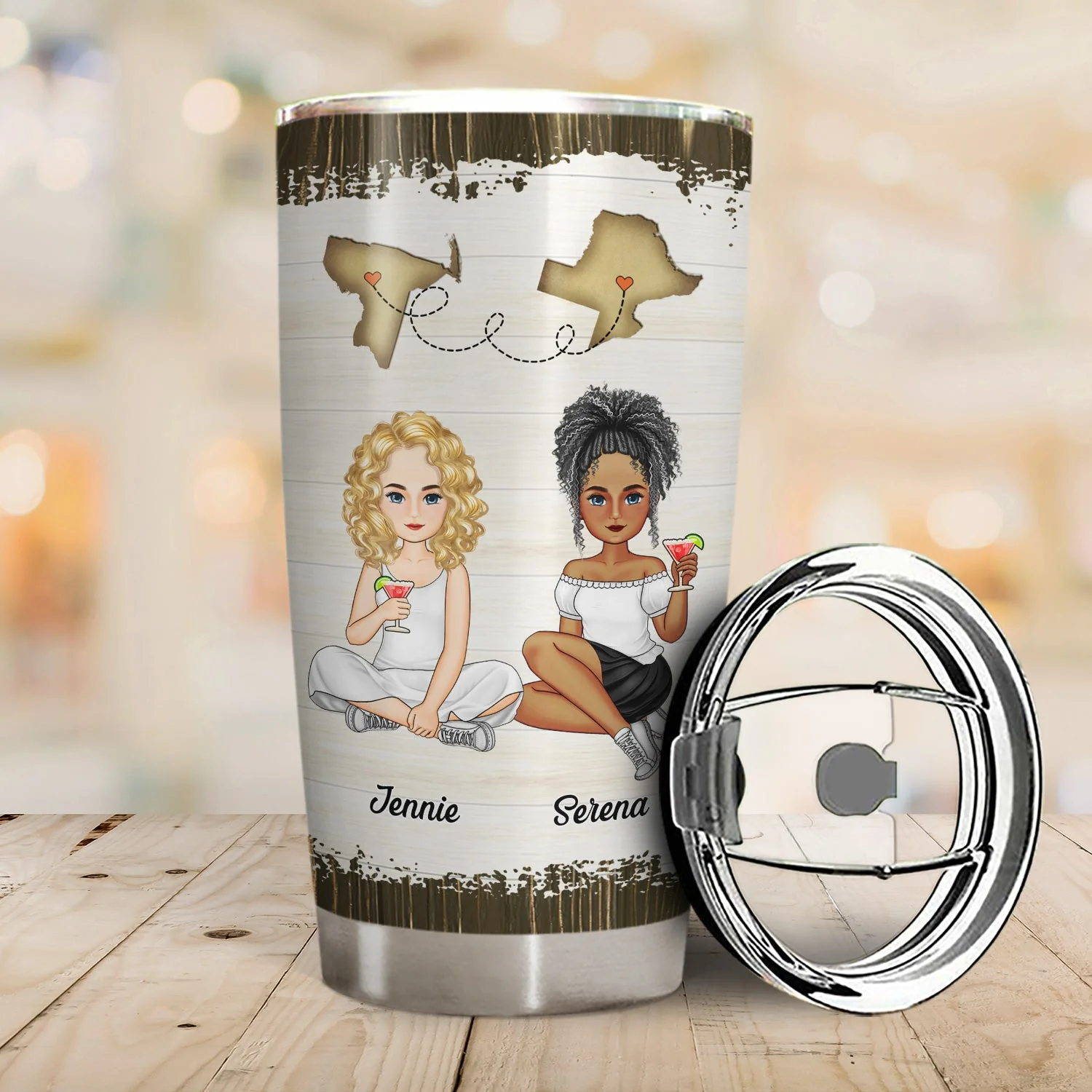I Wish You Lived Next Door Map - Gift For Besties, Best Friends - Personalized Tumbler - Image 2