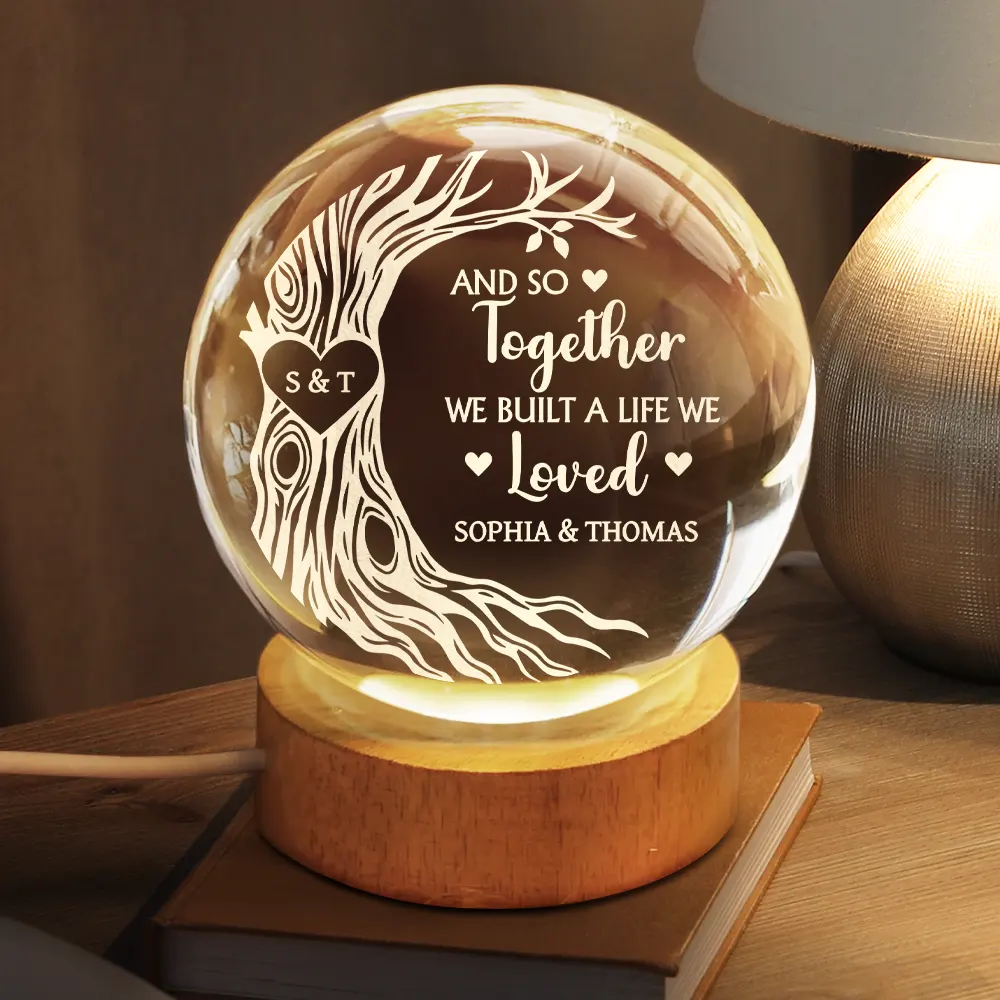 I Wood Marry You All Over Again - Personalized Crystal Globe Lamp - Image 2