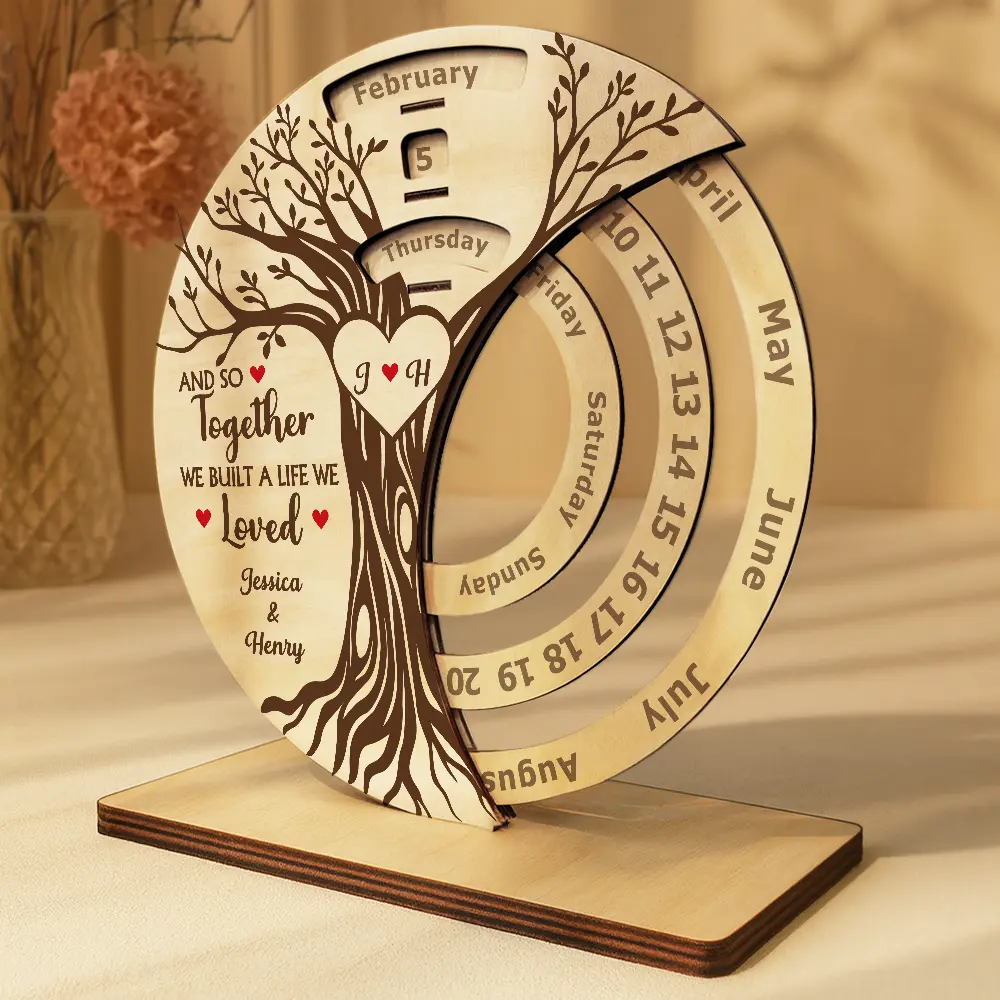 I Wood Marry You All Over Again - Personalized Spinning Perpetual Desk Calendar - Image 3