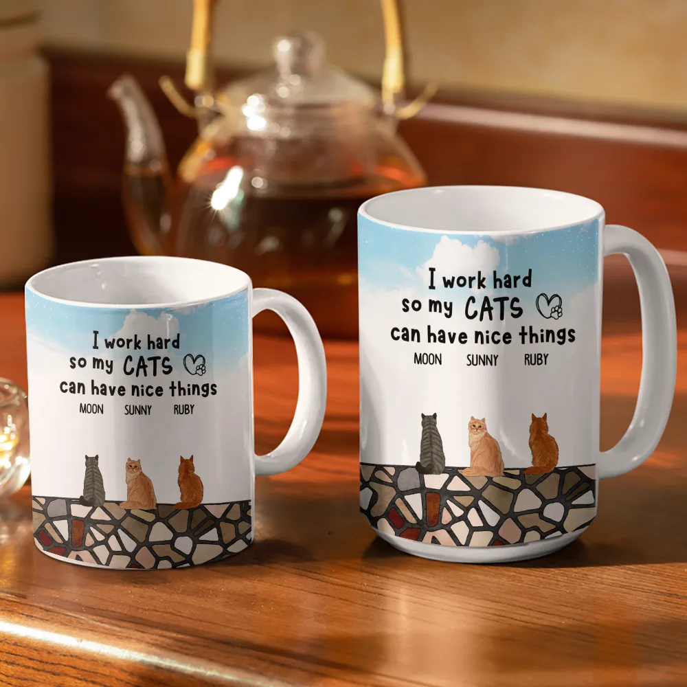 I Work Hard - Personalized White Edge-to-Edge Mug - Image 3